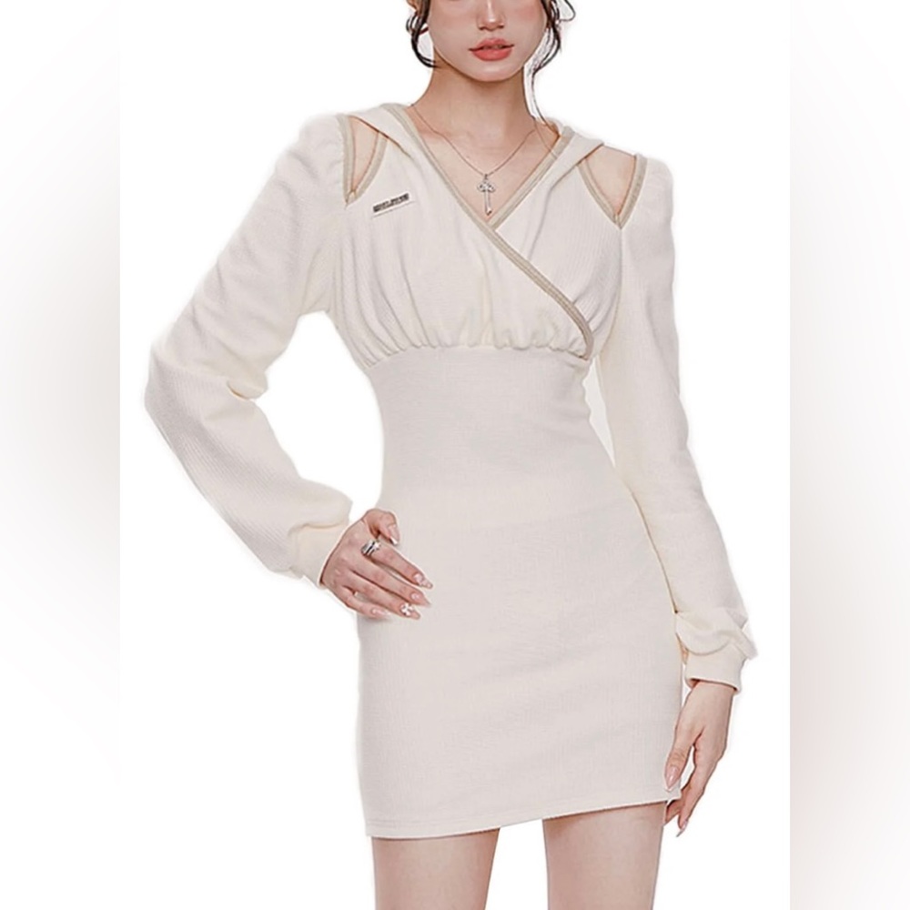 Girly Fancy Club Off Shoulder Hooded Mini Dress